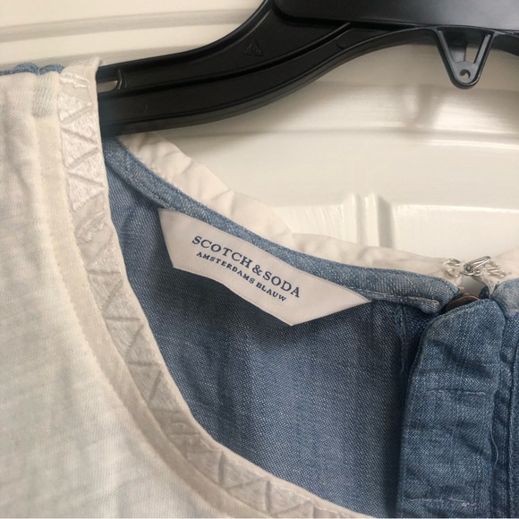 Great Condition Women's Scotch & Soda Chambray Linen Top Short Sleeve Blouse P - Picture 2 of 5